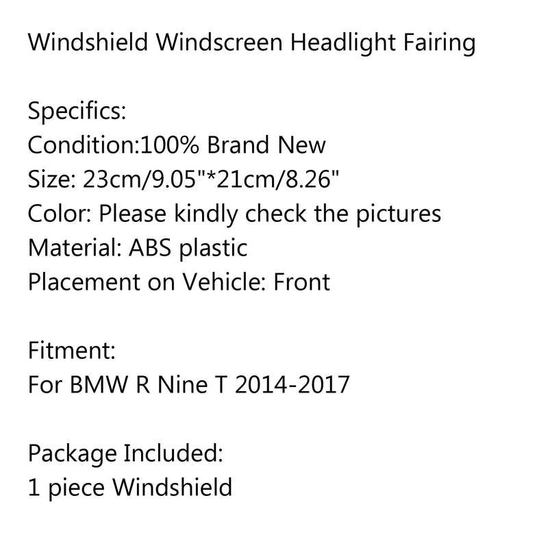ABS Windshield Windscreen Headlight Fairing Suit For BMW R Nine T 2014-2017 Generic
