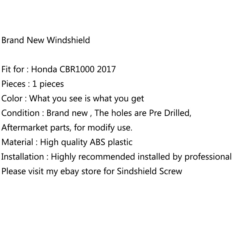 Windshield WindScreen Double Bubble For Honda CBR1000 2017, 4 Color Generic