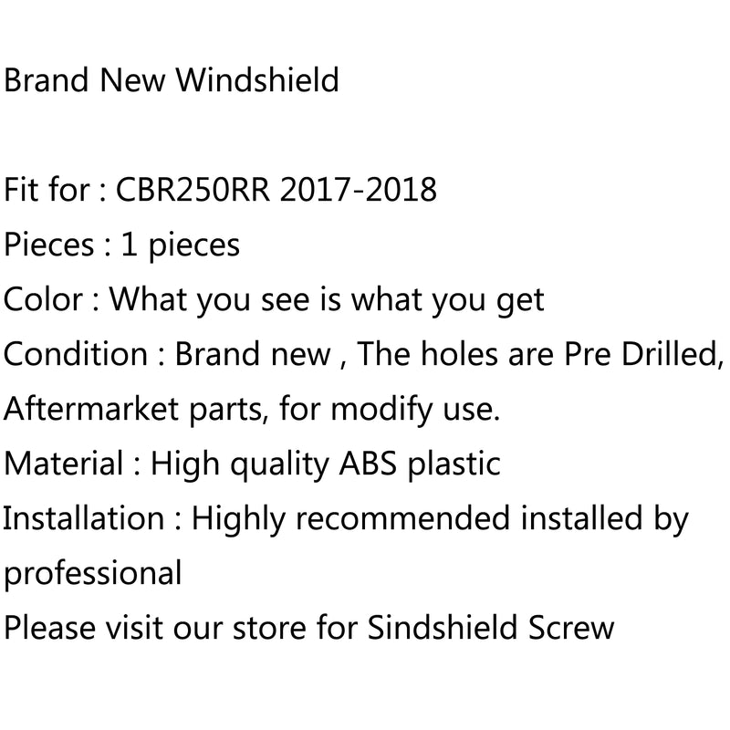 Windshield WindScreen Double Bubble For Honda CBR250RR 2017-2018 Generic