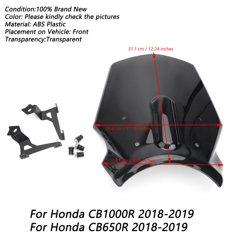 ABS Plastic Motorcycle Windshield Windscreen For Honda CB1000R/CB650R 2018-2019 Generic