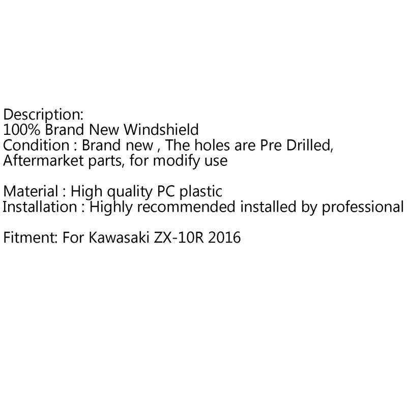 Windshield WindScreen Double Bubble For Kawasaki ZX-10R (2016-2020) 7 Color Generic