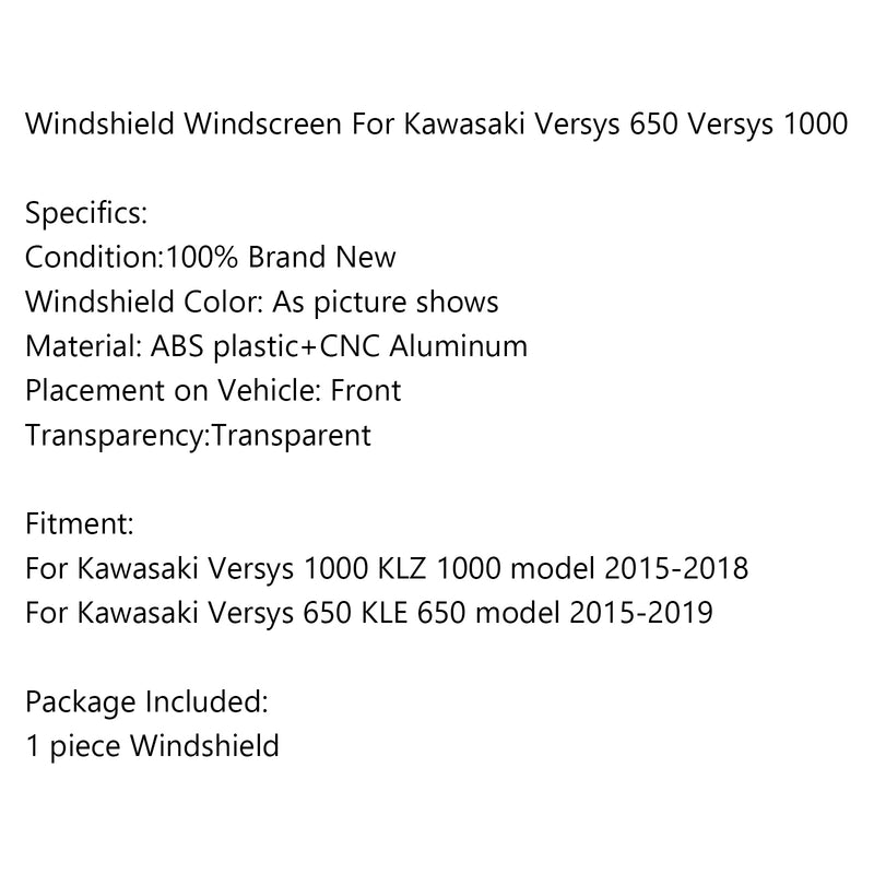 ABS Windshield Windscreen For Kawasaki 2015-18 Versys 650 1000 KLE650 KLZ1000 Generic