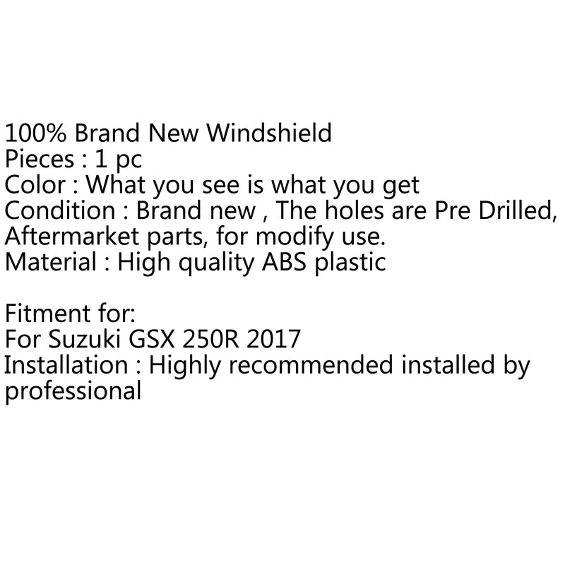 ABS Moto Windshield Windscreen Double Bubble For Suzuki GSX 250R 2017 Generic