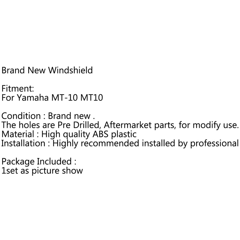 Windshield Windscreen + Bracket Double Bubble For Yamaha MT-10 (2016) 3 Color Generic