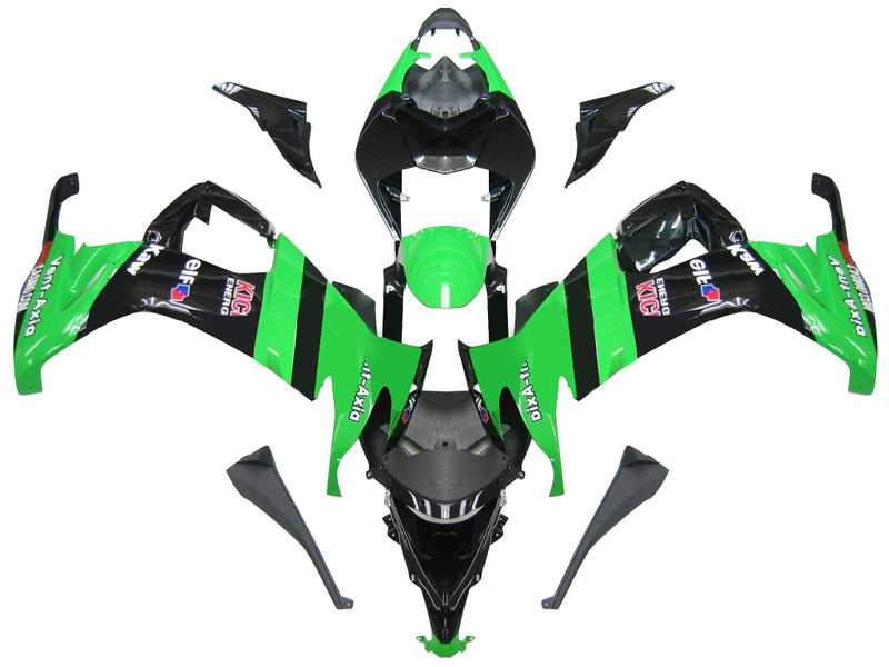 Fairings 2008-2010 Kawasaki ZX10R Green Black ZX10R Racing Generic