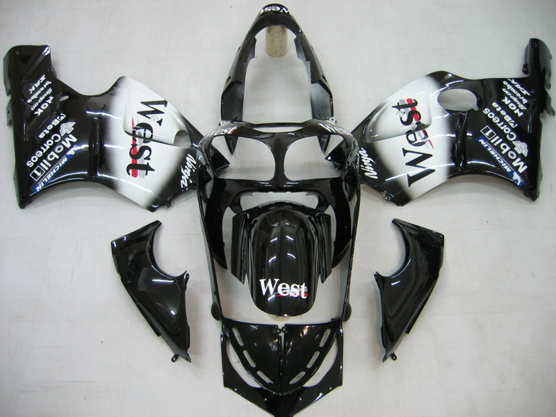 Fairings 2000-2001 Kawasaki ZX12R Black White West  Racing Generic