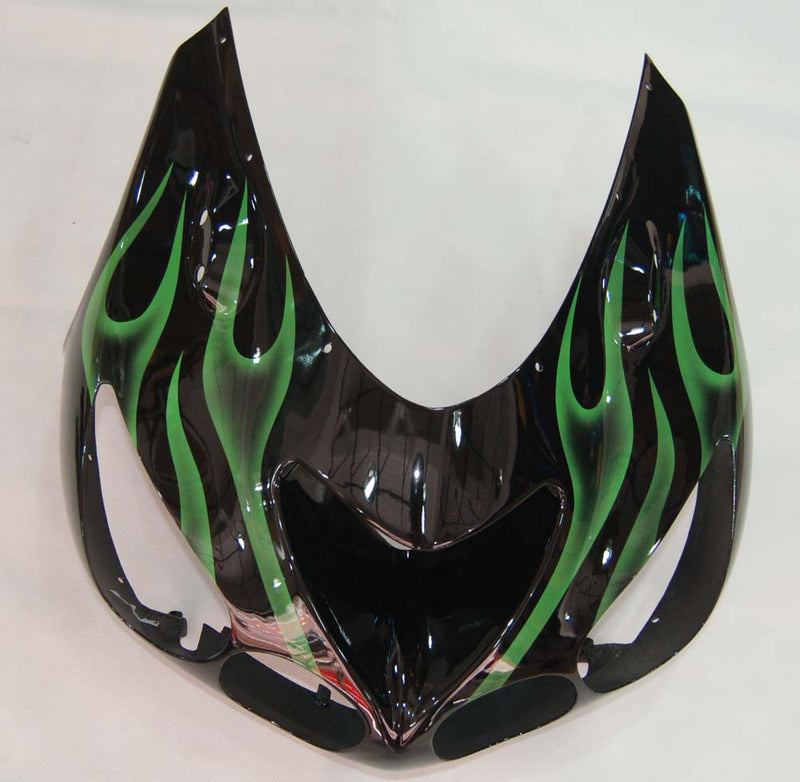 Fairings 2006-2011 Kawasaki ZX14R Black & Green Flame Ninja Racing Generic