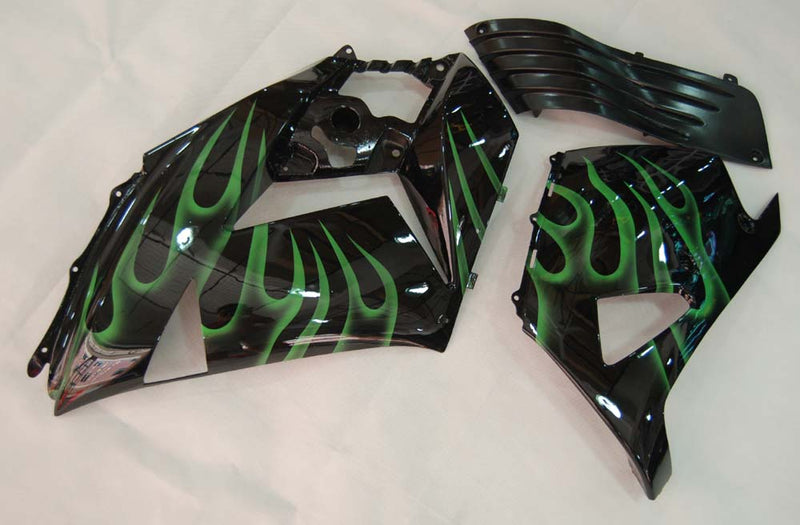 Fairings 2006-2011 Kawasaki ZX14R Black & Green Flame Ninja  Generic