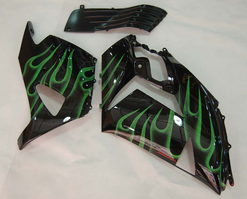 Fairings 2006-2011 Kawasaki ZX14R Black & Green Flame Ninja Racing Generic