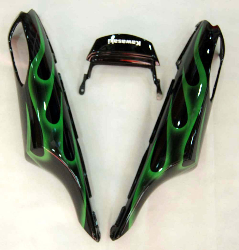 Fairings 2006-2011 Kawasaki ZX14R Black & Green Flame Ninja Racing Generic