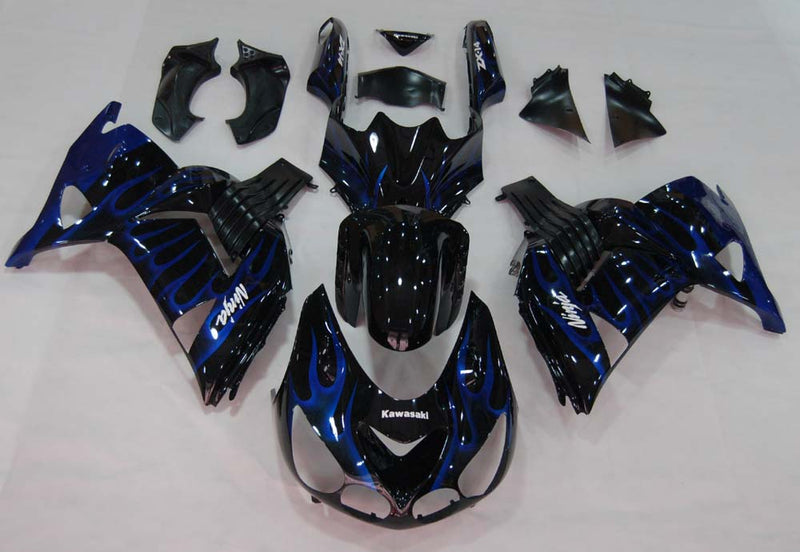 Fairings 2006-2011 Kawasaki ZX14R Black & Blue Flame Ninja  Generic