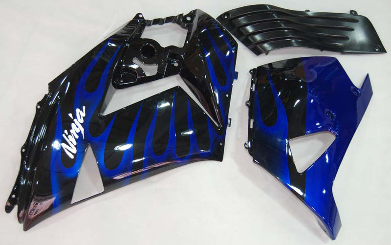 Fairings 2006-2011 Kawasaki ZX14R Black & Blue Flame Ninja Racing Generic