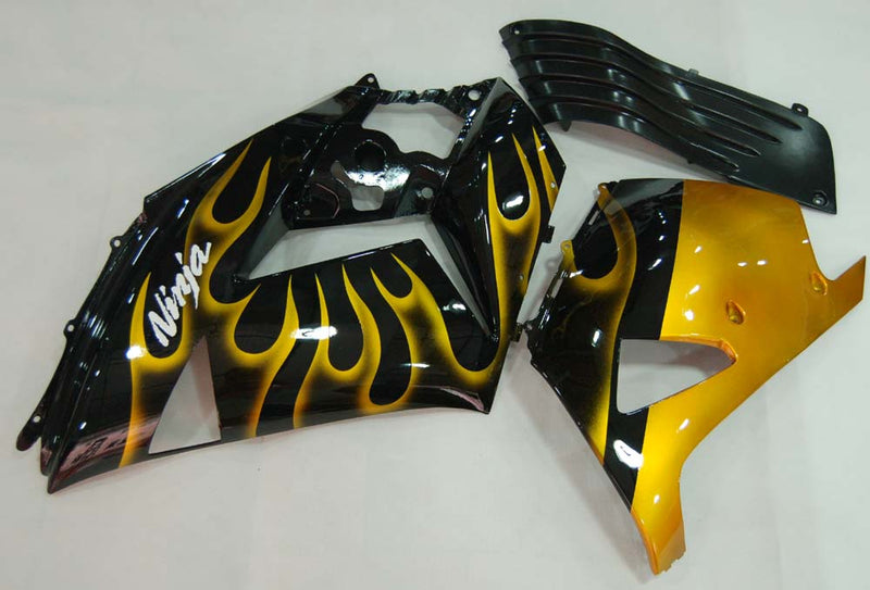 Fairings 2006-2011 Kawasaki ZX14R Black & Gold Flame Ninja  Generic