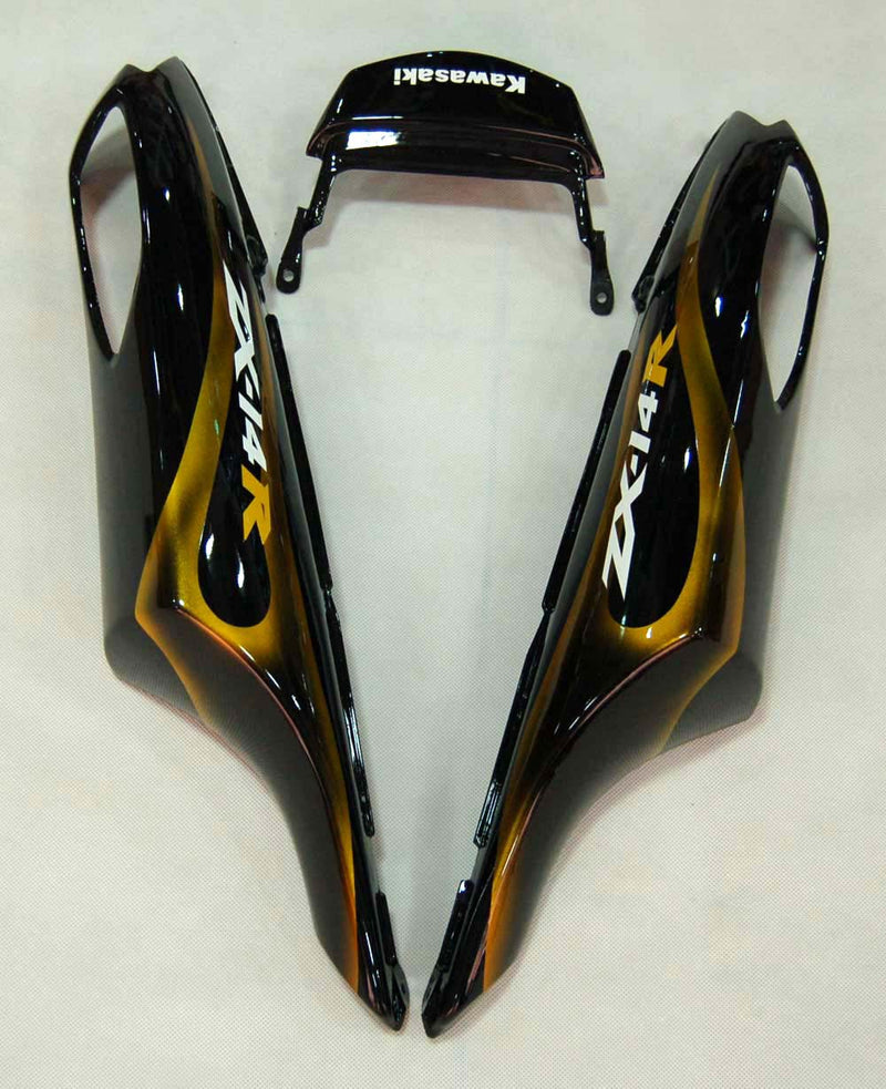 Fairings 2006-2011 Kawasaki ZX14R Black & Gold Flame Ninja Racing Generic