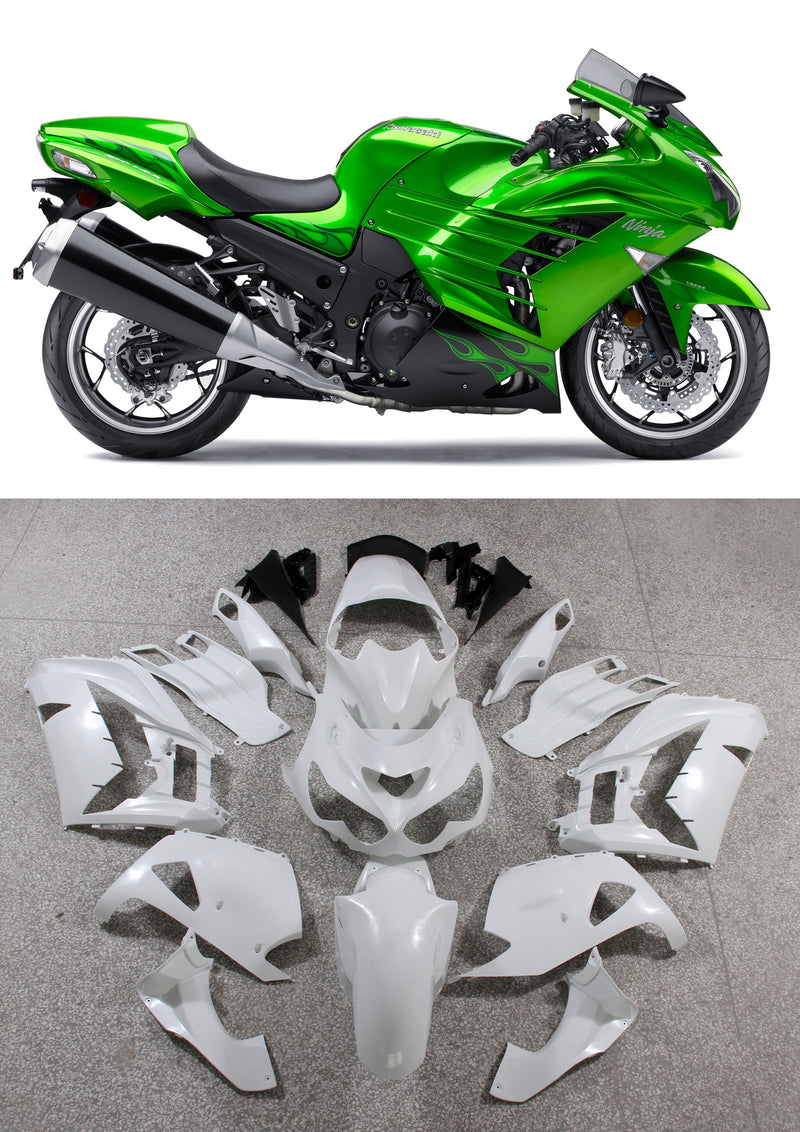 Fairings Plastics 2012-2022 Kawasaki ZX14R Ninja Green Flame Racing Generic