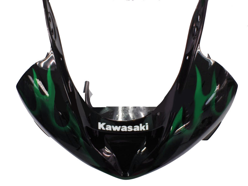 Fairings 2003-2004 Kawasaki ZX6R 636 Black & Green Flame Ninja Racing Generic