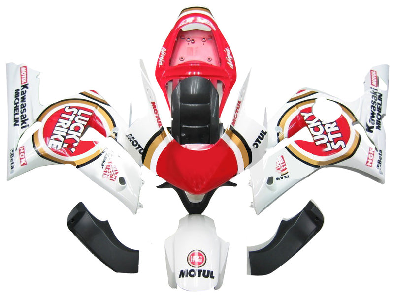 Fairings 2003-2004 Kawasaki ZX6R 636 White Red Lucky Strike Ninja Racing Generic