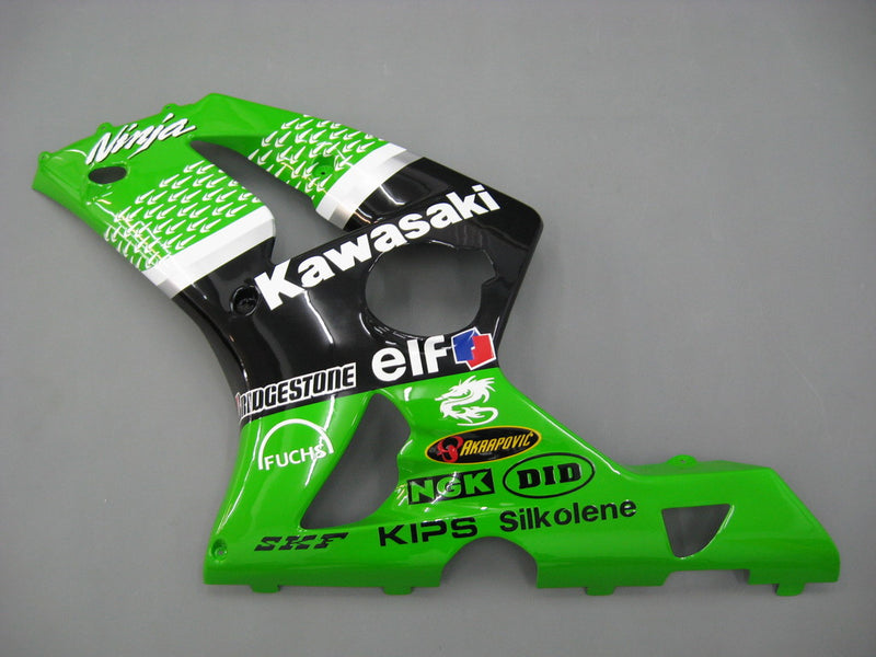 Fairings 2003-2004 Kawasaki ZX6R 636 Green Black No.56 ELF Racing Generic