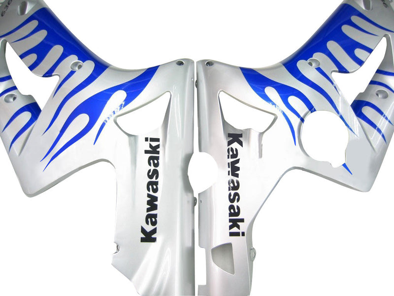 Fairings 2003-2004 Kawasaki ZX6R 636 Silver & Blue Flame Ninja  Generic