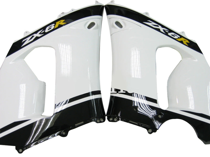 Fairings 2005-2006 Kawasaki ZX6R 636 White Black elf ZX6R  Generic