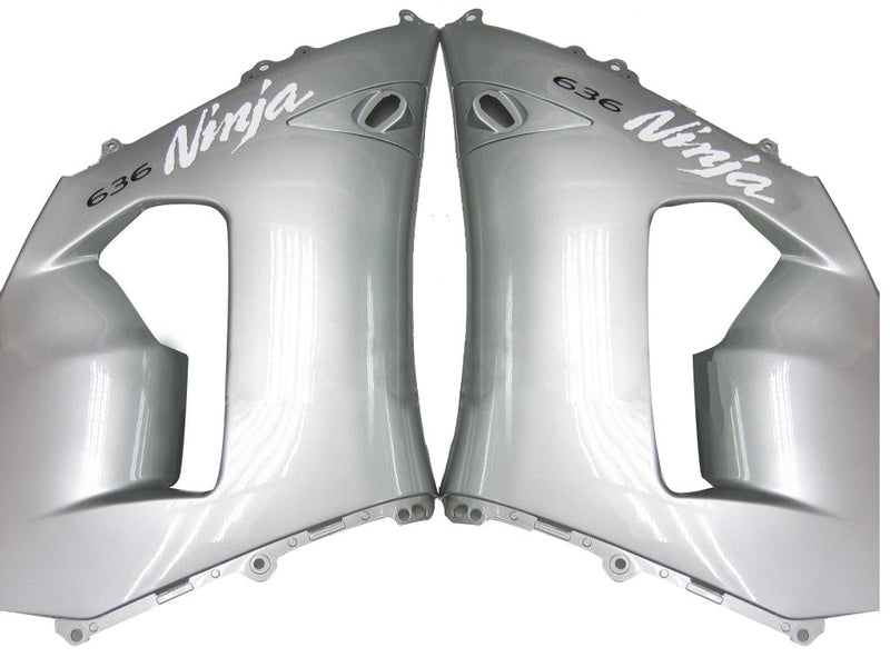 Fairings 2005-2006 Kawasaki ZX6R 636 Silver Black Ninja  Generic