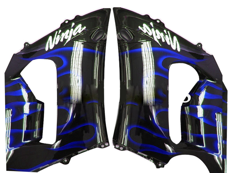 Fairings 2005-2006 Kawasaki ZX6R 636 Black & Blue Flame Ninja  Generic