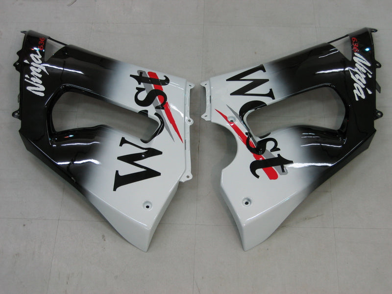 Fairings 2005-2006 Kawasaki ZX6R 636 Black White West ZX6R  Racing Generic