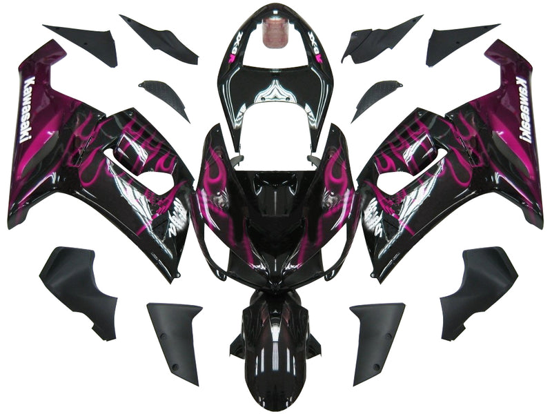 Fairings 2005-2006 Kawasaki ZX6R 636 Black & Purple Flame Ninja Racing Generic