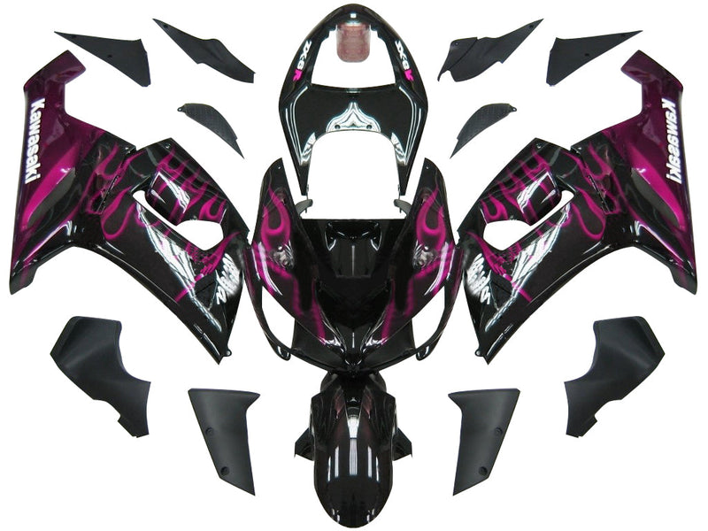 Fairings 2005-2006 Kawasaki ZX6R 636 Black & Purple Flame Ninja  Generic