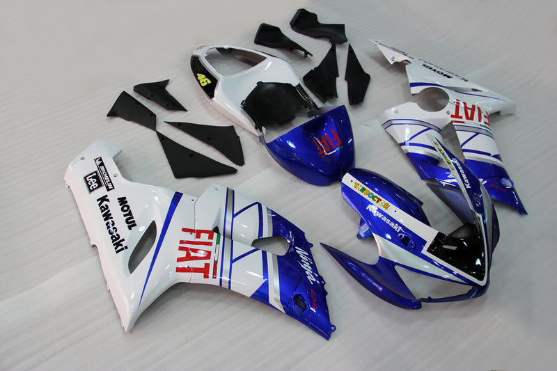 Fairings 2005-2006 Kawasaki ZX6R ZX636 Blue White FIAT Racing Generic