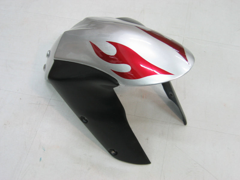 Fairings 2005-2006 Kawasaki ZX6R 636 Silver & Red Flame Ninja  Racing Generic