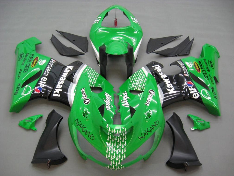 Fairings 2005-2006 Kawasaki ZX6R 636 Green Black No.56 Nakano  Generic