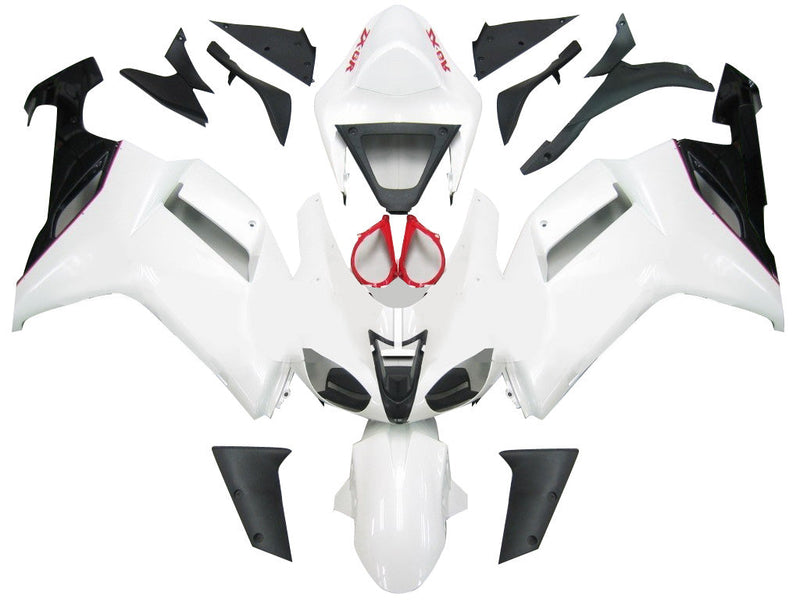 Fairings 2007-2008 Kawasaki ZX6R ZX636 White Red Black  ZX6R  Generic