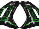 Fairings 2007-2008 Kawasaki ZX6R ZX636 Black & Green Flame Ninja Racing Generic