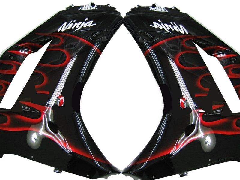 Fairings 2007-2008 Kawasaki ZX6R ZX636 Black & Red Flame Ninja ZX6R   Generic