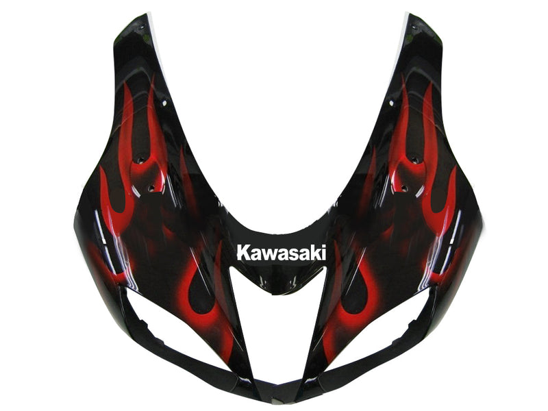 Fairings 2007-2008 Kawasaki ZX6R ZX636 Black & Red Flame Ninja ZX6R   Generic