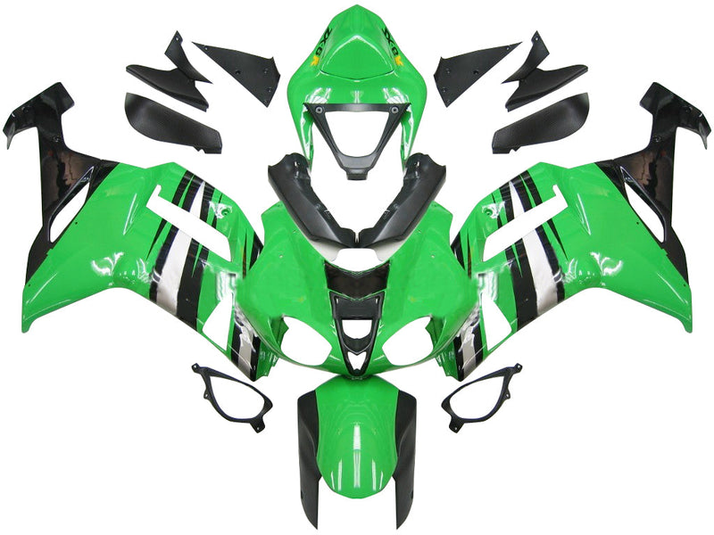 Fairings 2007-2008 Kawasaki ZX6R ZX636 Green Black Silver  Ninja ZX6R  Generic