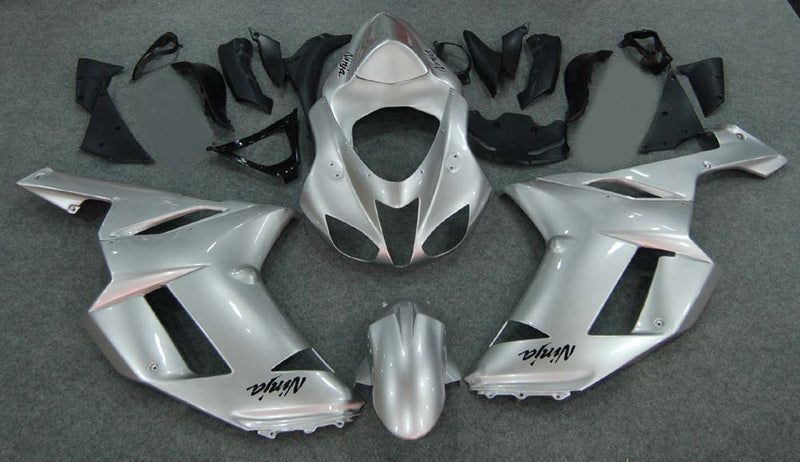 Fairings 2007-2008 Kawasaki ZX6R ZX636 Silver Ninja Racing Generic