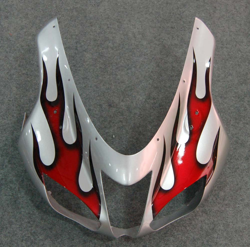 Fairings 2007-2008 Kawasaki ZX6R ZX636 Silver & Red Flame ZX6R Racing Generic