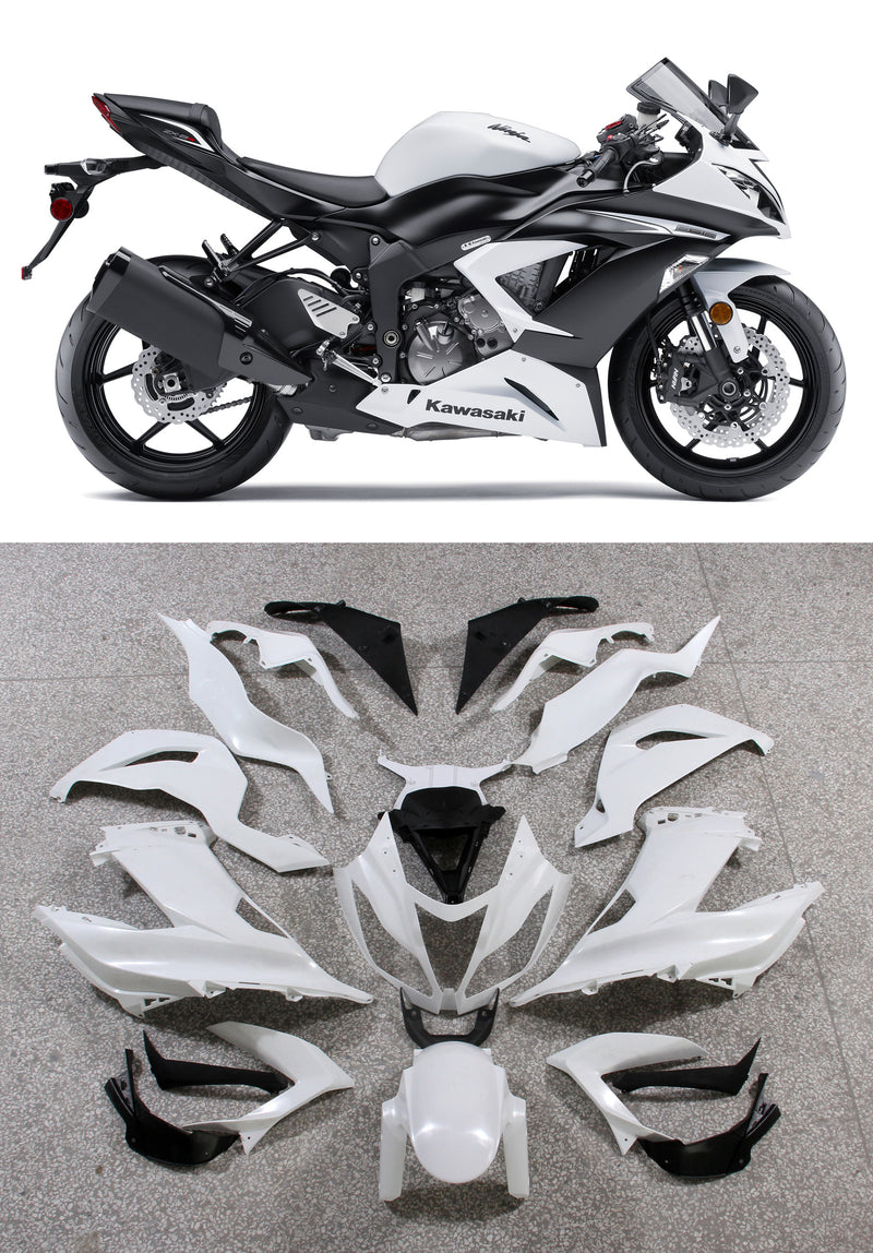 Fairings 2013-2018 Plastics Kawasaki ZX6R 636 White Ninja Racing Generic