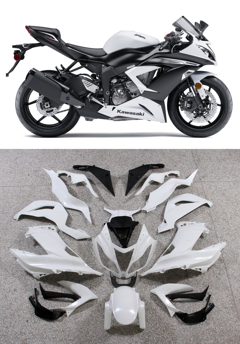 Fairings 2013-2018 Plastics Kawasaki ZX6R 636 White Ninja  Generic