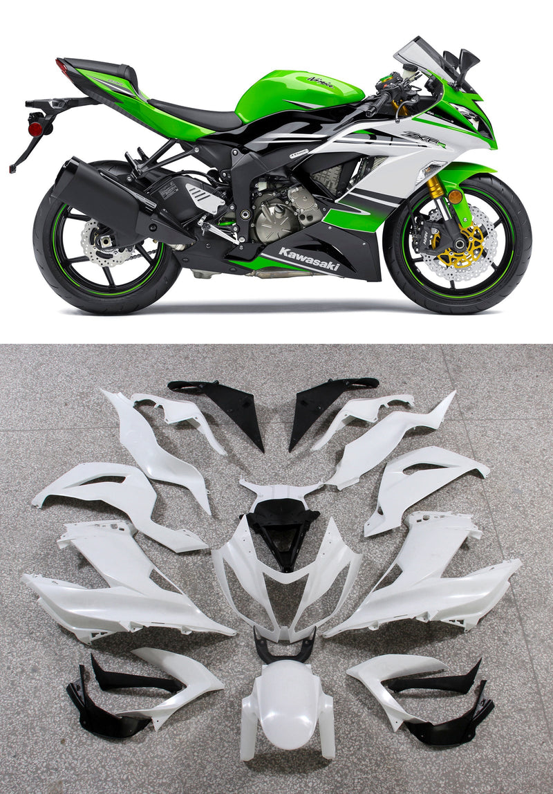 Fairings 2013-2018 Plastics Kawasaki ZX6R 636 Green White Ninja  Generic