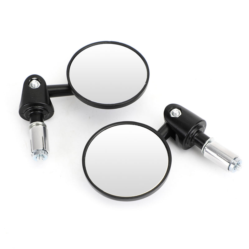Adjustable 22mm Bar End Mirrors Black 73mm CONVEX Mirror 16-18mm I.D Motorcycle Generic