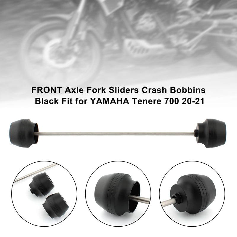 2020-2021 Yamaha Tenere 700 Front Axle Fork Sliders Crash Bobbins Black