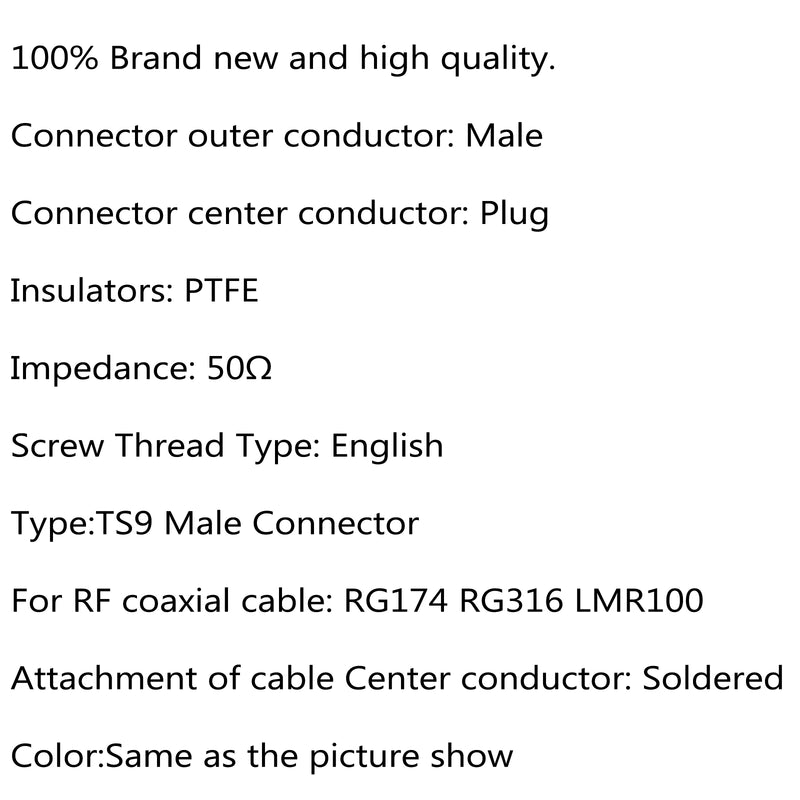 10 Pcs Connector TS9 Male Plug 90¡ã Crimp RG174 RG316 LMR100 Cable Right Angle