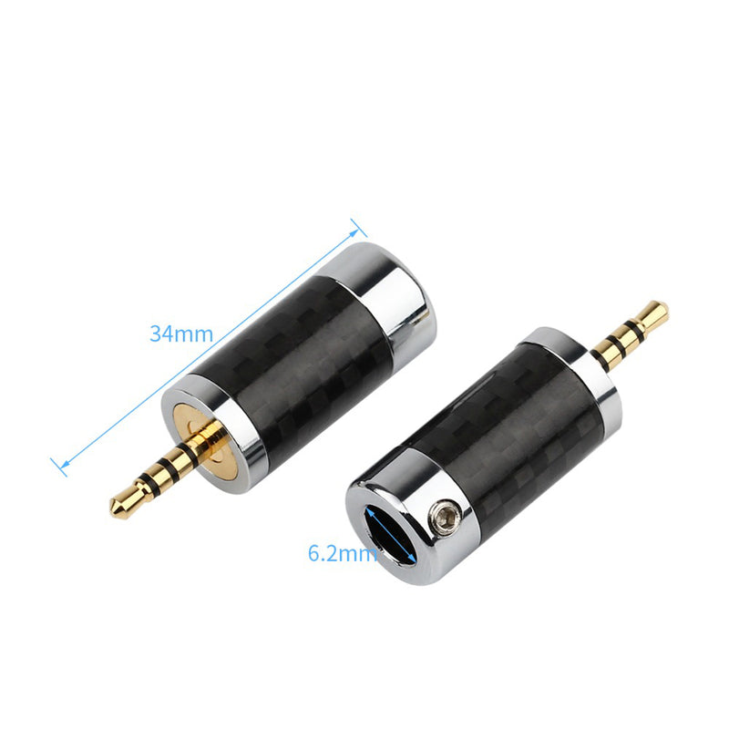 5PCS 2.5mm 4 Pole Stereo Carbon Fiber Earphone Male Pins Wire Connector Black