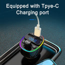 Handsfree Type-c Dual USB Charger FM Transmitter Bluetooth 5.0 U Disk TF Card