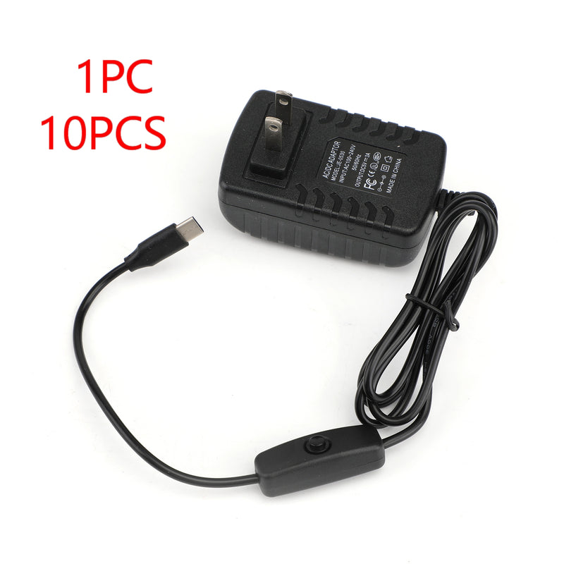 5V 3A Power Supply Charger Adapter ON/OFF Switch USB-C for Raspberry Pi 4 AC US