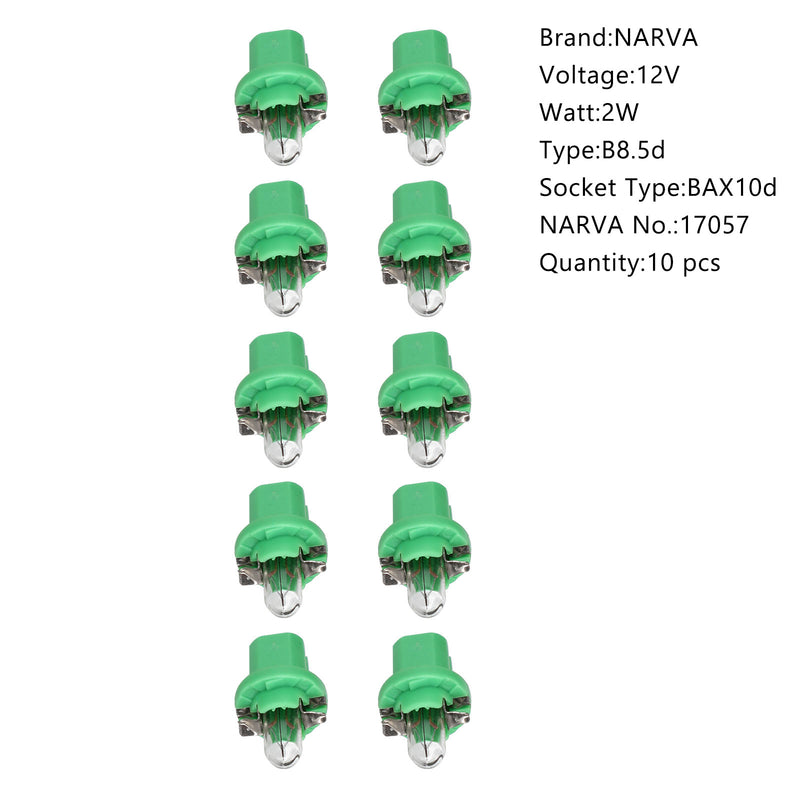 10x For NARVA 17057 Car Auxiliary Bulbs 12V2W BAX10d B8.5d Generic