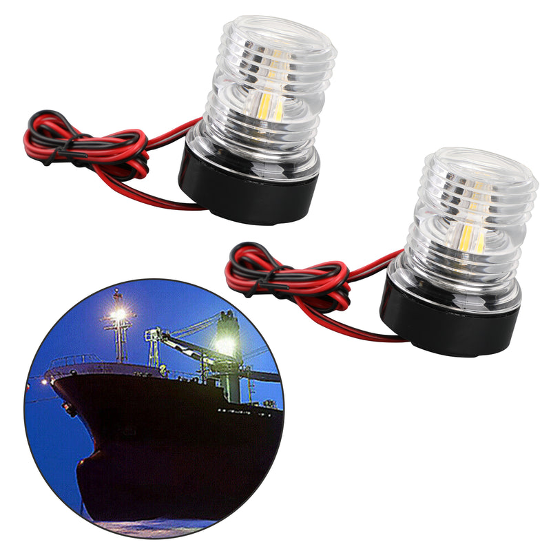 2 12V LED Navigation Signal Light Anchor Vessel Round Lamp For Marine Boat Yacht